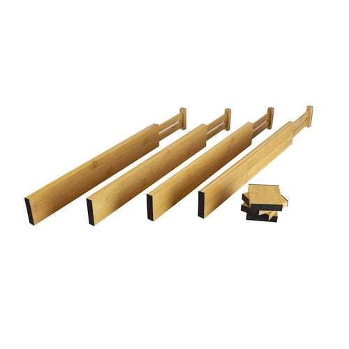  Organisateur de tiroirs extensible en bambou avec 8 séparateurs ajustables 